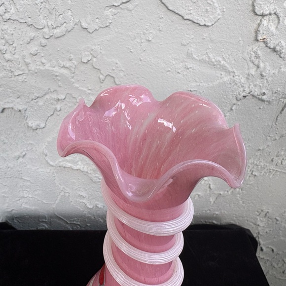 MURANO Vintage Italy Handblown Artglass Ruffled Spiral Twist Vase - Picture 5 of 9